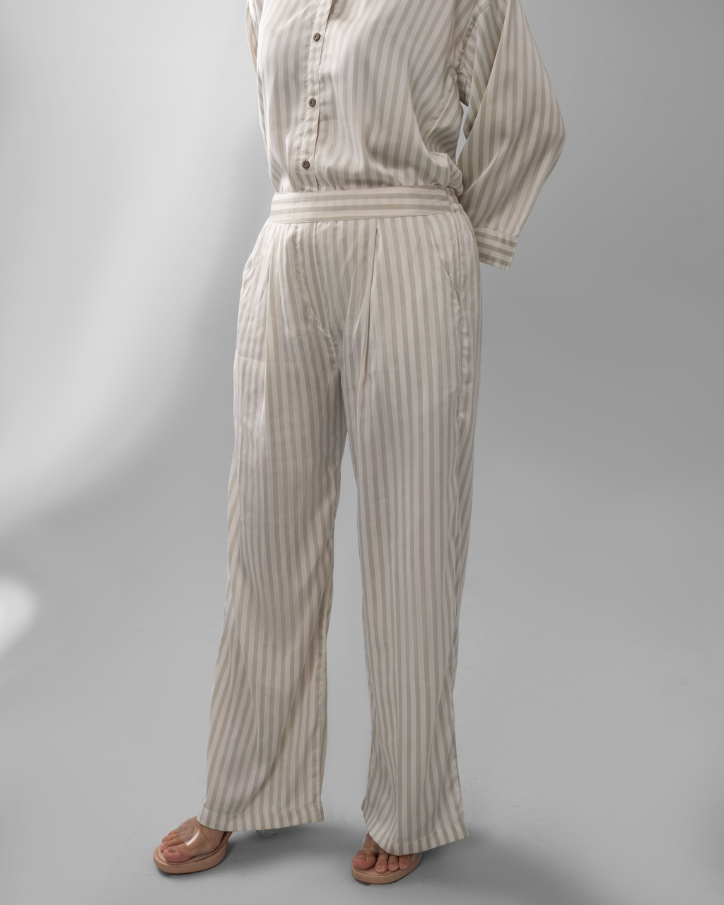 Model wearing The Line white co-ord set - ELYRA