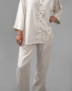The Line white shamooze shirt and trouser set - ELYRA