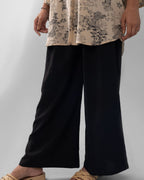 Brown grip fabric ankle-length culottes - ELYRA
