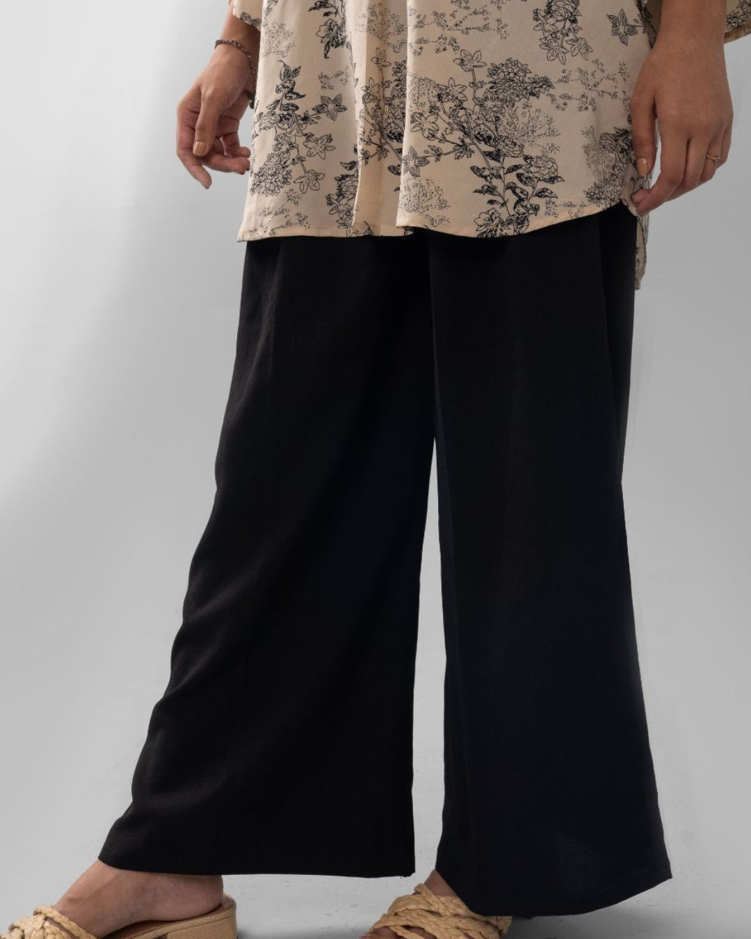Brown grip fabric ankle-length culottes - ELYRA