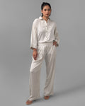 White straight-leg shamooze trousers - ELYRA